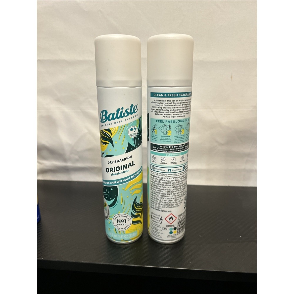 2 New Batiste Original Classic Clean Instant Hair Refresh Dry‎ Shampoo  3.81oz